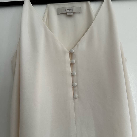 Women’s Loft Small Flowy Chiffon White Spaghetti Strap Halter Blouse - Picture 9 of 14